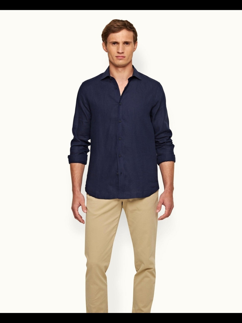 Orlebar Brown | 100% Linen Button Down Shirt | Navy | XL